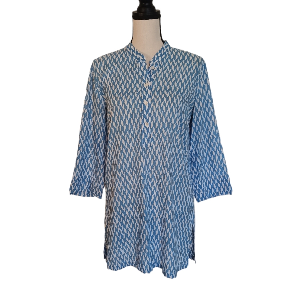 J.Mclaughlin Blue & White Sandy Lawn Tunic